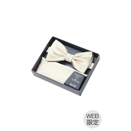 【洋服の青山】ベージュ系 蝶ネクタイ&amp;ポケットチーフ【WEB限定】【シルク】 【蝶ネクタイ】 リボン...