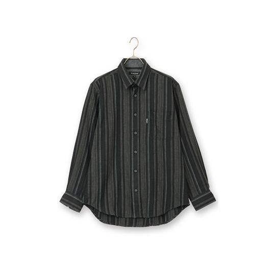 【洋服の青山】秋冬用 ブラック系 ウール混レギュラーカラーシャツ