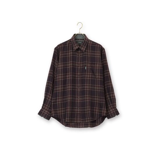 【洋服の青山】秋冬用 ワイン系 ウール混レギュラーカラーシャツ
