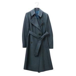 【洋服の青山】秋冬用 ブルー系 ダブルトレンチコート【ロング丈】【イタリア製生地使用】 HILTON｜y-aoyama