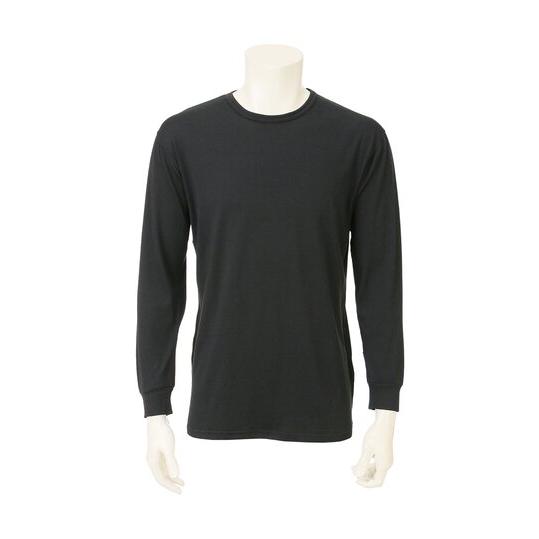 【洋服の青山】秋冬 ブラック系 長袖クルーネックTシャツ【MEGAHOT+】 9分袖 クルーネック ...