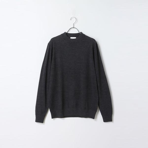 【洋服の青山】ウール100% モックネックセーター メンズ 秋冬 グレー 灰色 無地 モックネック ...