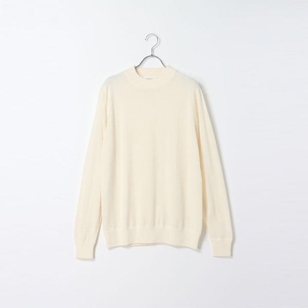 【洋服の青山】ウール100% モックネックセーター メンズ 秋冬 ホワイト 白 無地 モックネック ...