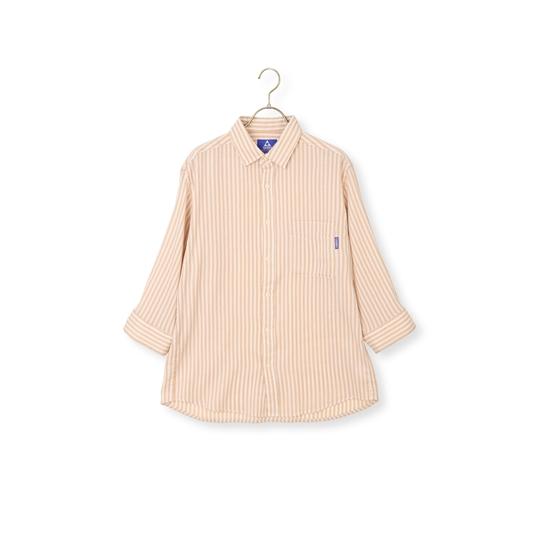 【洋服の青山】春夏用 オレンジ系 ストレッチクレープストライプシャツ【7分袖】 GERRY