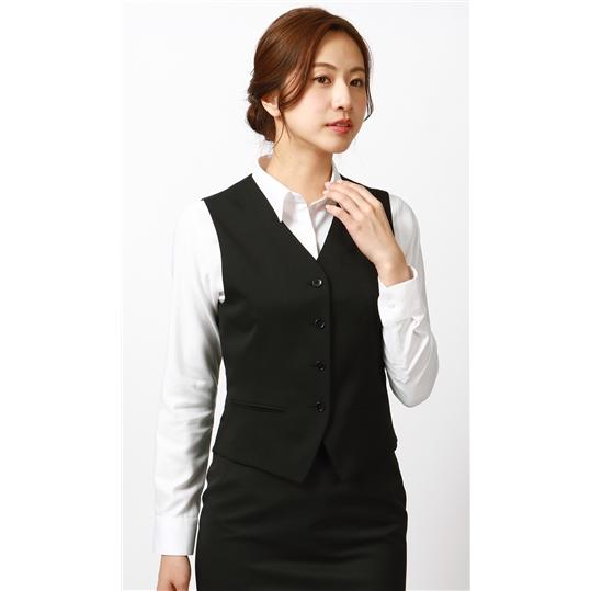 【洋服の青山】オールシーズン用 ブラック系 レディースベスト【ブラック】【セット着用可】 n-lin...
