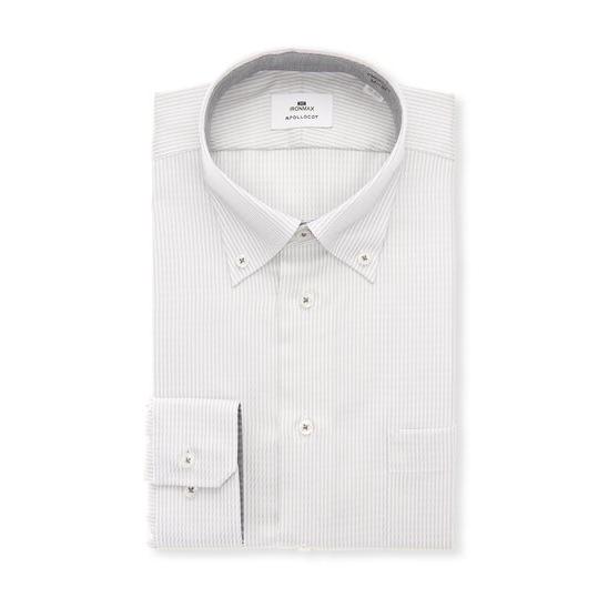 【洋服の青山】オールシーズン グレー系 ボタンダウンスタイリッシュワイシャツ【NON IRONMAX...