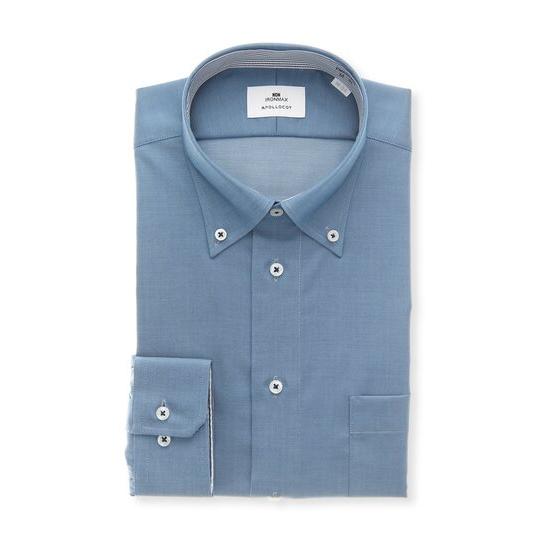 【洋服の青山】オールシーズン ブルー系 ボタンダウンスタイリッシュワイシャツ【NON IRONMAX...