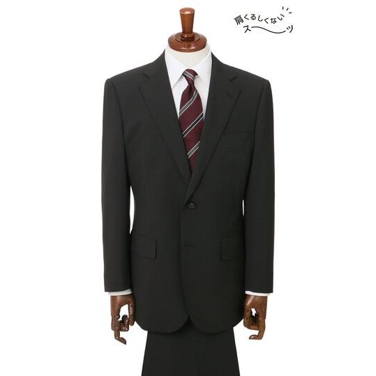 【洋服の青山】肩くるしくないスーツ メンズ ゆったり 春夏用 グレー ストライプ 2ボタン サイドベ...