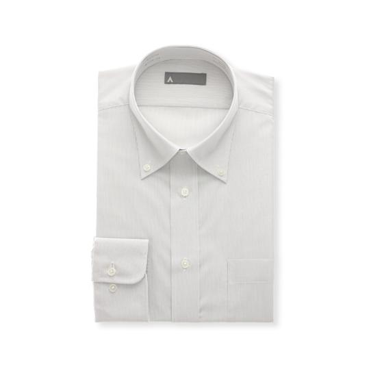 【洋服の青山】メンズ ワイシャツ オールシーズン用 グレー系 ボタンダウンスタンダードワイシャツ 【...