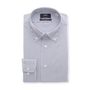 【洋服の青山】形態安定 ワイシャツ メンズ 長袖 春夏 秋冬 ネイビー 紺 ストライプ ボタンダウン スリム ストレッチ 動きやすい シワになりにくい 透けにくい｜洋服の青山PLUS