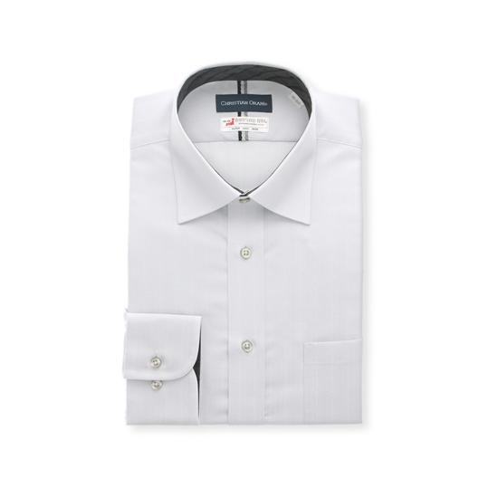 【洋服の青山】オールシーズン グレー系 ワイドカラースタンダードワイシャツ【播州織】 CHRISTI...