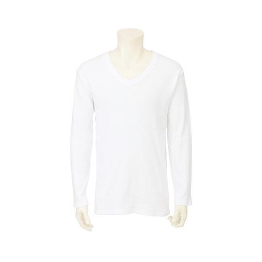 【洋服の青山】《最短当日発送》オールシーズン ホワイト系 長袖Vネックインナーシャツ 長袖 Vネック