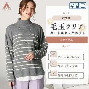 AOYAMA 【洋服の青山】秋冬 ネイビー系 タートルネックボーダーニット