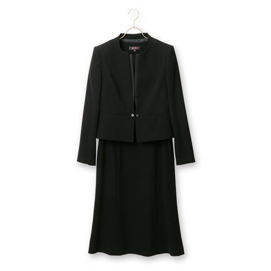 【洋服の青山】オールシーズン用 ブラック系 ノーカラーアンサンブル PARISSIMA YUKI T...