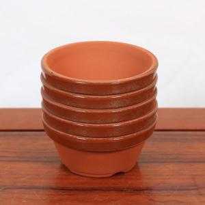 鉢：国産素焼き鉢　浅鉢　駄温　3.5号　５個セット*　資材｜y-bonsai