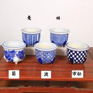 祥石　丸　盆栽鉢 祥石 盆栽鉢 盆栽鉢 初代祥石 染付丸鉢 : はニわ
