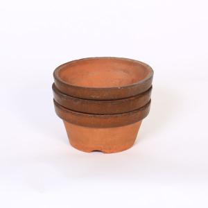 【中古】国産素焼き鉢　　駄温　5号浅　3個セット