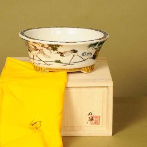 鉢:九谷晃雲 色絵瑞鶴図楕円鉢 15.0cm ...の詳細画像1