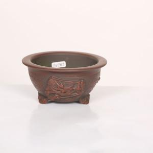 盆栽小鉢：美芸（常滑）六角鬼面足面付鉢 21.5cm*資材 : 遊恵盆栽