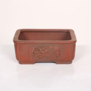 盆栽小鉢：美芸（常滑）丸エン付三面龍鉢 11.4cm*資材 : 遊恵