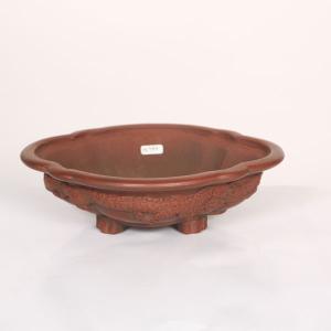 盆栽小鉢：美芸（常滑）丸エン付三面龍鉢 11.4cm*資材 : 遊恵