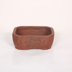 お値下げ☆盆栽鉢　美芸　欄鉢 盆栽小鉢：美芸（常滑）六角鬼面足面付鉢 21.5cm*資材 : 遊恵盆栽