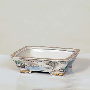 盆栽小鉢：美芸（常滑）六角鬼面足面付鉢 21.5cm*資材 : 遊恵盆栽