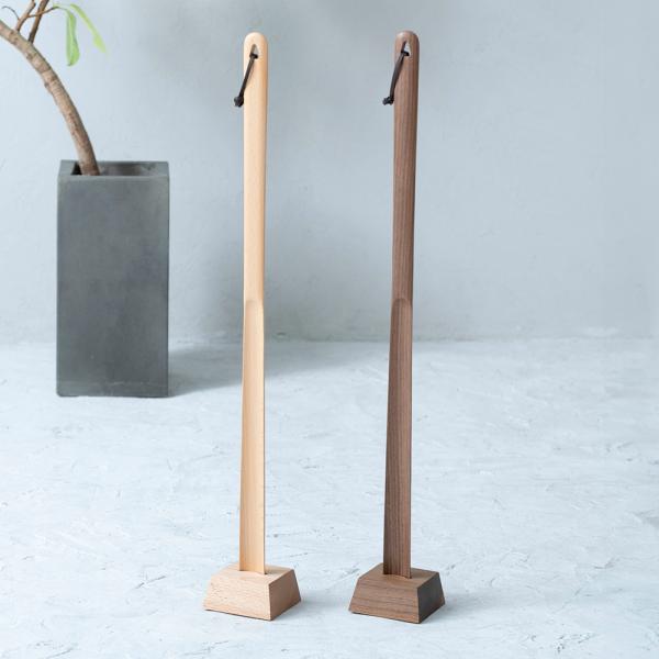 靴べら ロング スタンド セット 木製 くつべら 75cm 長い 選べる2色 手書き 名入れ メッセ...