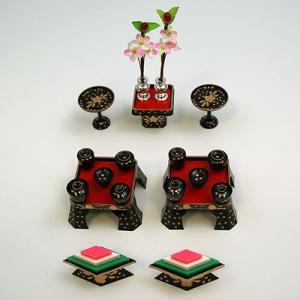 盛上 膳揃い 丁足型 4.5cm 雛人形 雛用 ミニサイズ 雛道具 三宝 菱台