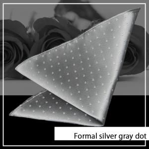 ポケットチーフ 日本製 シルク シルバー系朱子 ドット