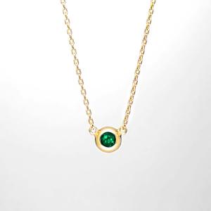 K18 エメラルド ゴールド ネックレス 一粒 天然石 誕生石 5月 18金 18k