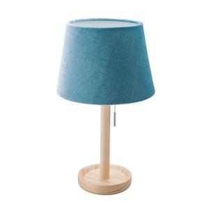 木製テーブルランプ プルスイッチ ベロアシェード(ブルー) 20670