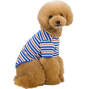 Berocia 犬の服 犬服 春夏 洋服 小中型犬 猫服 Tシャツ ペット用品 犬用服 ペット服 ドッグウェア 散歩 お出 通気性 綿 ストライプ