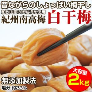 ふるさと納税 御坊市 昔ながらのしょっぱい梅干し 白干梅 2kg すっぱい 紀州南高梅 無添加 大粒3L以上 和歌山県産