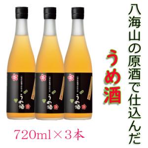 ふるさと納税 南魚沼市 八海山の原酒で仕込んだ「うめ酒」四合瓶×3本セット