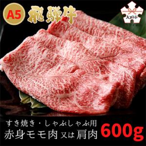 ふるさと納税 大垣市 A5飛騨牛　すき焼き・しゃぶしゃぶ用　赤身モモ・カタ　600g　木立ミート