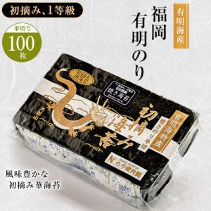 ふるさと納税 大牟田市 有明海苔 風味豊かな初摘み華海苔「焼き海苔 半切り100枚」