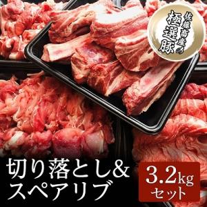 ふるさと納税 土浦市 佐藤畜産の極選豚　切り落とし&amp;スペアリブ合計3.2kgセット