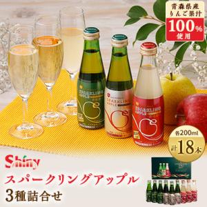 ふるさと納税 黒石市 シャイニーアップルジュース　スパークリングアップル詰合せセット　200ml×1...