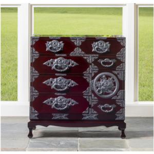 ふるさと納税 利府町 仙台箪笥　猫足チェスト　木地呂漆塗り　彫金手打金具(お申込書返送後8ヵ月〜12ヵ月程度でお届け)