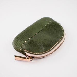 ふるさと納税 七尾市 【本革】そら豆の小銭入れ/オリーブ/ハンドメイド