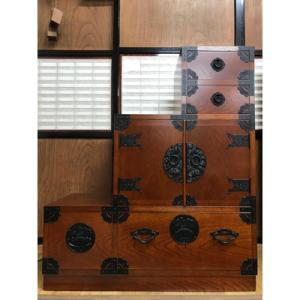 ふるさと納税 二本松市 二本松箪笥工房　鈴木木工所　手造り民芸階段箪笥三段