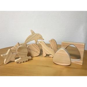 ふるさと納税 新見市 にいみのひのき　お風呂の積み木(海の動物6個)とおむすびころりん