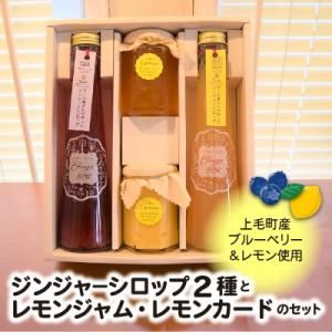 ふるさと納税 上毛町 【上毛町産ブルーベリー・レモン使用】ジンジャーシロップ2種とレモンジャム・レモ...