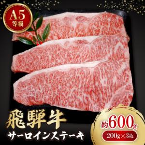 ふるさと納税 神戸町 飛騨牛A5等級　サーロインステーキ　約600g(200g×3)