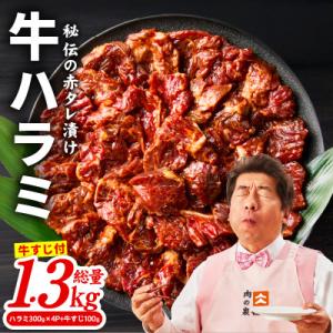 ふるさと納税 泉佐野市 牛ハラミ肉 総量1.3kg(ハラミ 300g×4P+牛すじ 100g) 味付け