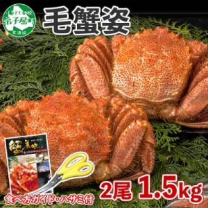 ふるさと納税 弟子屈町 毛蟹 姿 2尾 計1.5kg前後 ボイル 食べ方ガイド・専用ハサミ付 北海道 弟子屈町 3336
