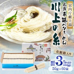 ふるさと納税 南島原市 【宮内庁献上品】 島原手延べそうめん3kg化粧箱入(島原そうめん50g×60束)川上製麺