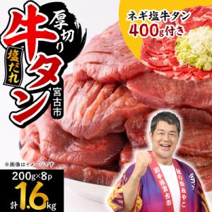 ふるさと納税 宮古市 宮古の厚切り塩だれ牛タン1.6kg【タン先あり】+ねぎ塩牛タン400g【成型肉...