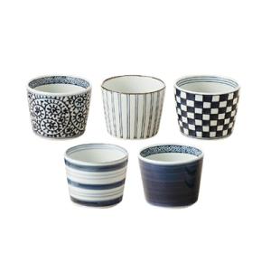 ふるさと納税 長崎県 【波佐見焼】そばちょこ・カップ 藍屋 (8×6.5cm 5柄5個組)【西海陶器...